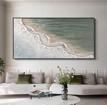  abstracta Pintura - Ola de playa arena abstracta 18 arte de la pared textura minimalista